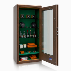 Luxury glass display safes open