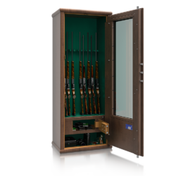 Krystal Glass Display Safe S2 10 Guns Wood with Guns